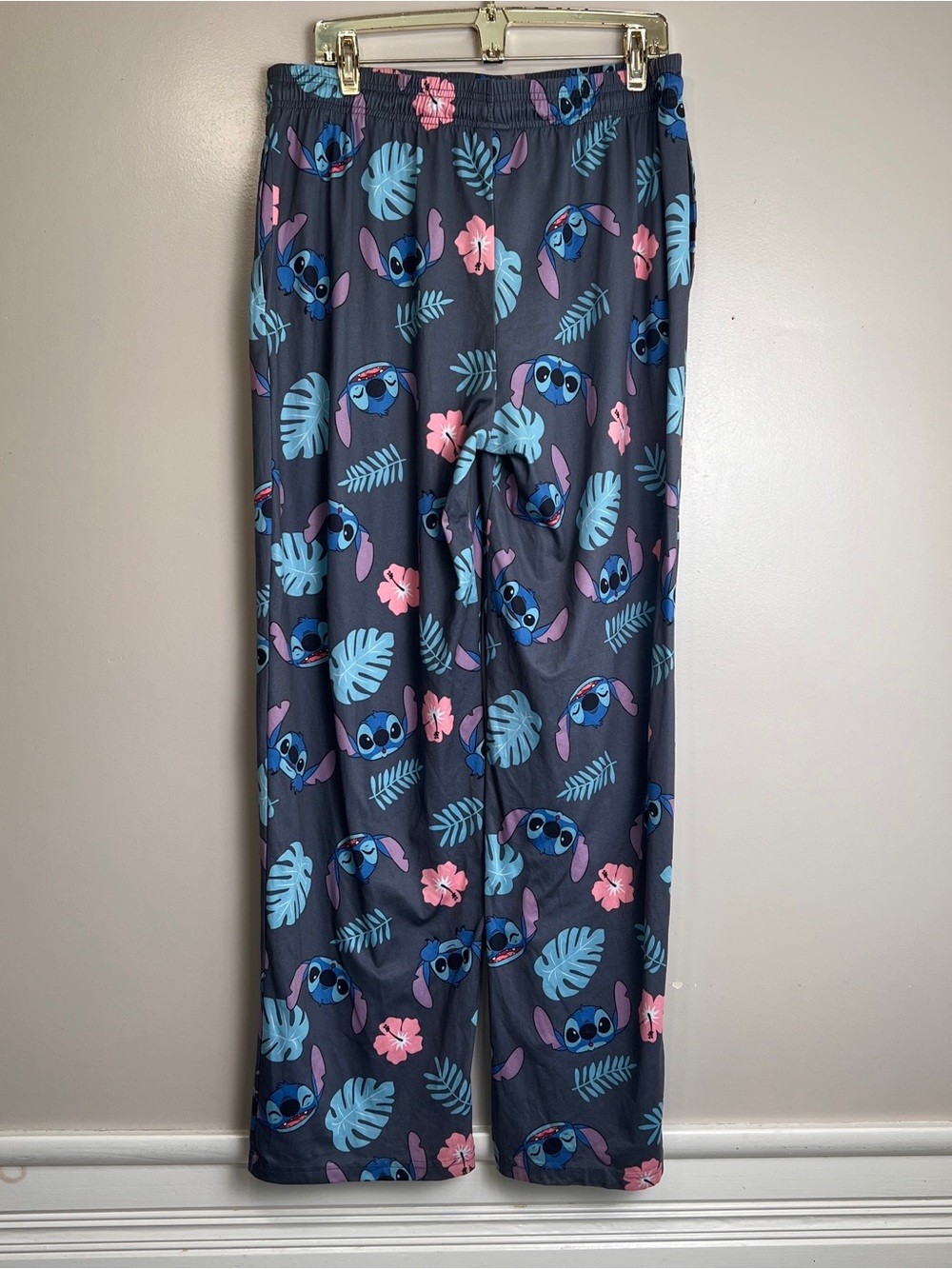 Disney Stitch Ladies Pajama Bottom Pants Grey Drawstring Pockets Soft Large, EUC - Picture 4 of 8